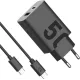 Motorola Wall Charger USB-C+USB 50W with USB-C Cable Black (SJMC502)